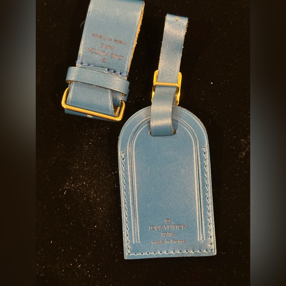 Louis Vuitton Blue Luggage Tag & Poignet Set